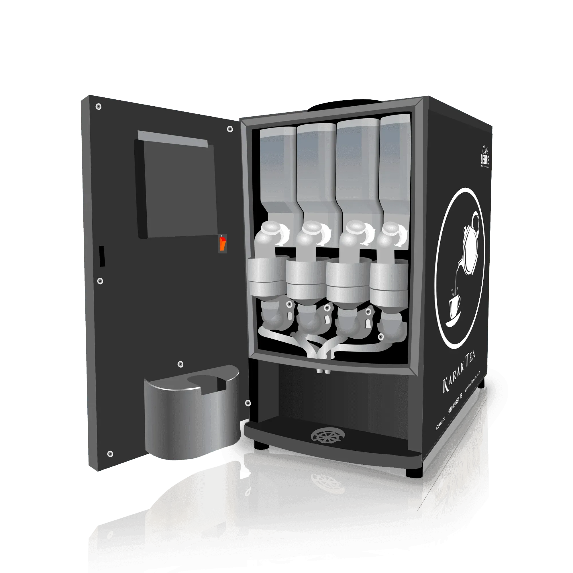 LED - Coffee Machine 4 Lane Multi Water Inlet Coffee and Tea Vending Machine 