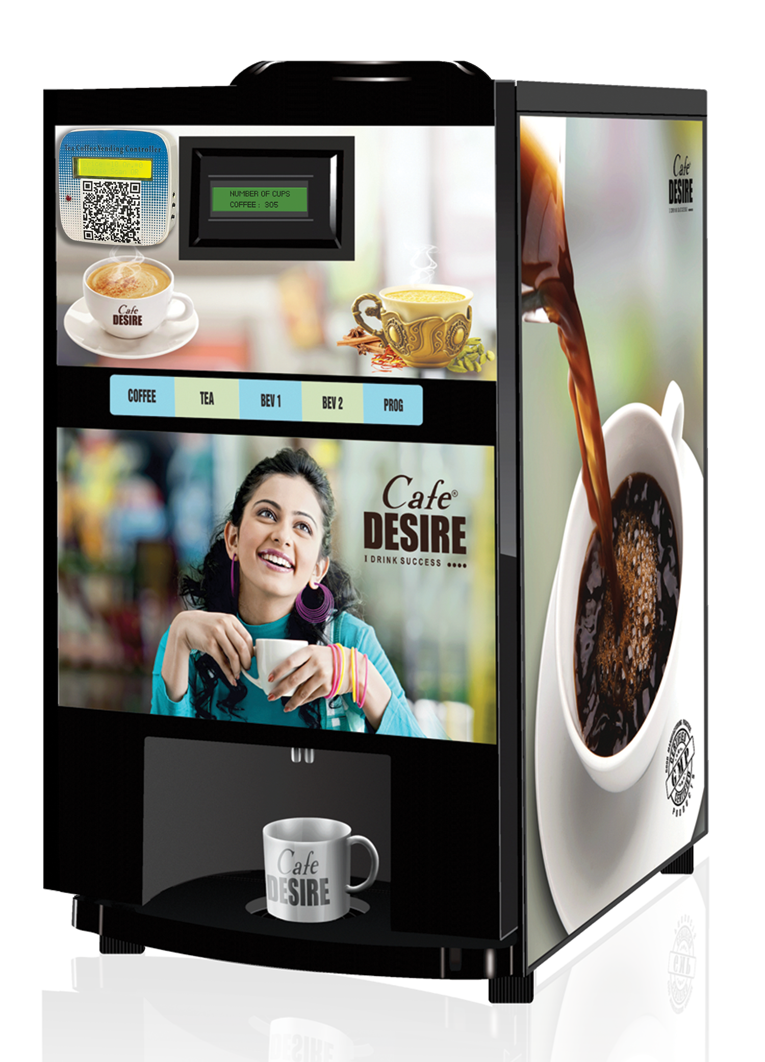 QR Code UPI Payment Enabled Coffee Machine 4 Lane