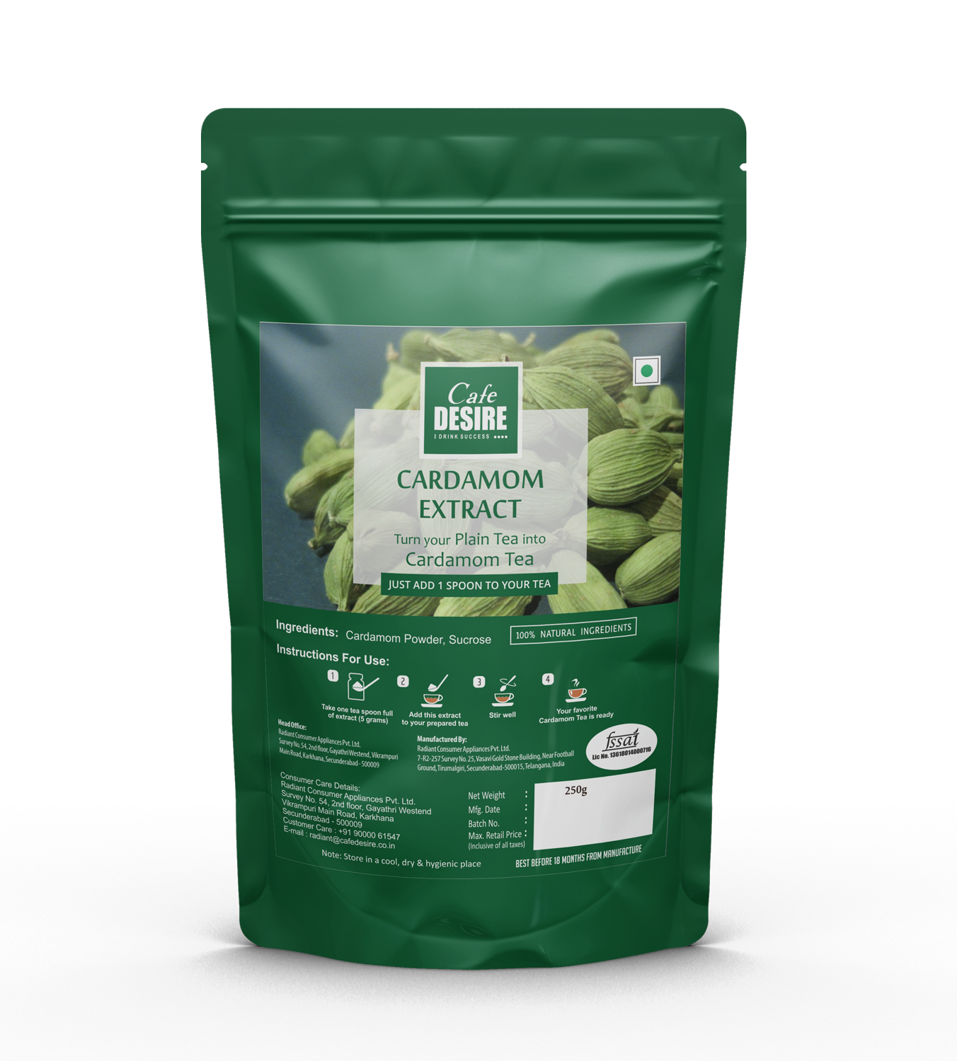 6KG FLAVOUR EXTRACT - CARDAMOM (250GMS X 24 ) CARTON BOX